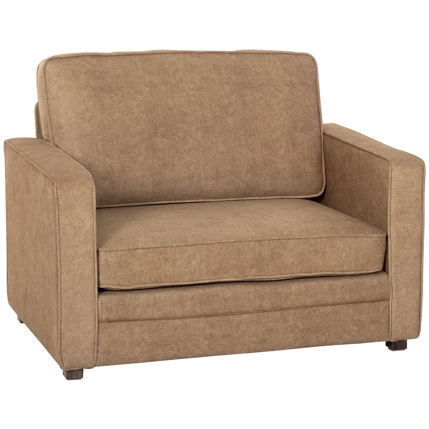 Velvet Fabric Armchair, Wide Seat, Spring Cushion, Solid Wood Legs, Brown Single Sofas at Gallery Canada