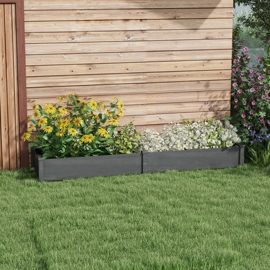 Garden Bed, 2 Planter Boxes, Non-Woven Fabric Liner, 96" x 24" x 10", Grey Raised Garden Beds Grey at Gallery Canada