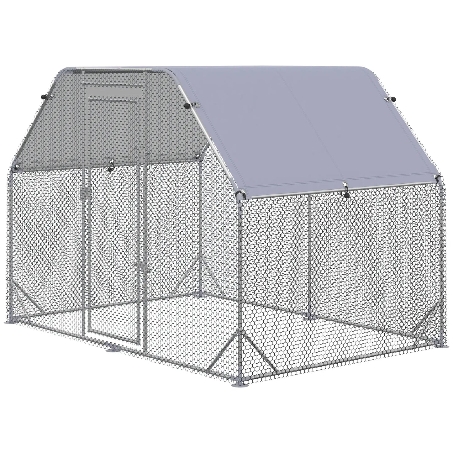 Large Metal Chicken Coop, Walk-In Poultry Enclosure, 9.2' x 6.2' x 6.5', Silver Chicken Coops at Gallery Canada