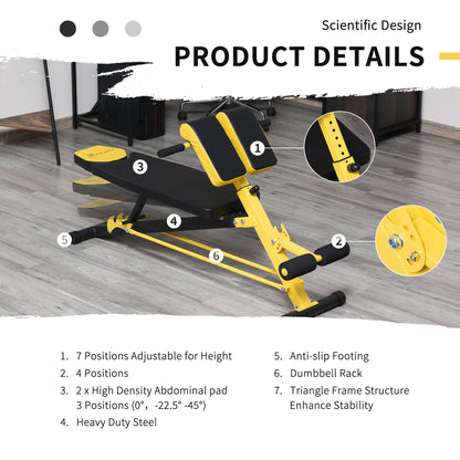 Adjustable Weight Bench Roman Chair Exercise Training Multi-Functional Hyper Extension Bench Dumbbell Bench Ab Sit up Decline Flat Black and Yellow at Gallery Canada
