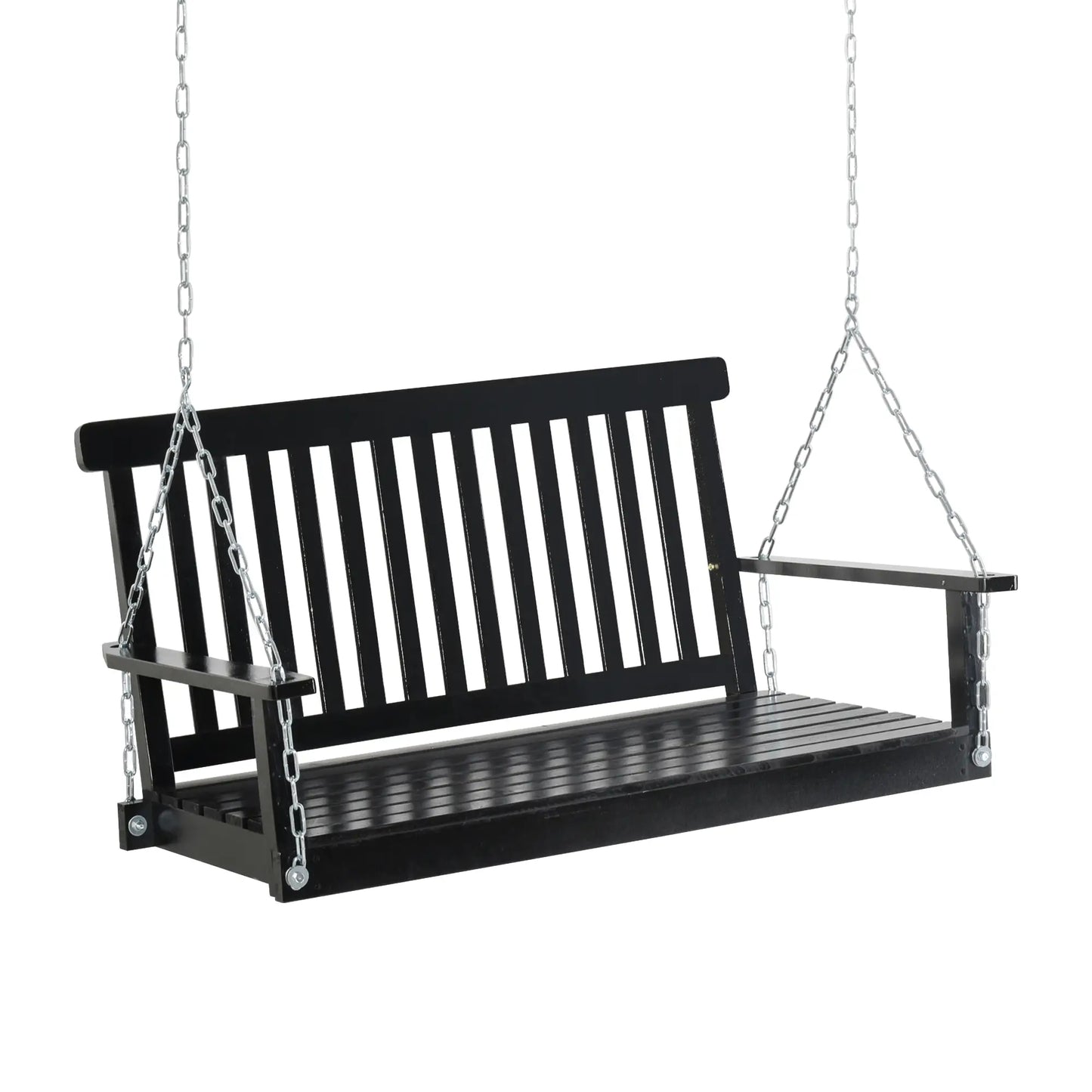 2-Seater Patio Swing Chair, Fir Wooden Porch Swing, Outdoor Garden, Black Hanging Porch Swings at Gallery Canada