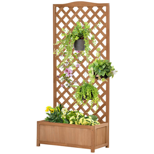Wood Planter with Trellis for Vine Climbing, Raised Garden Bed to Grow Vegetables for Backyard, 30" x 14" x 67", Brown - Gallery Canada