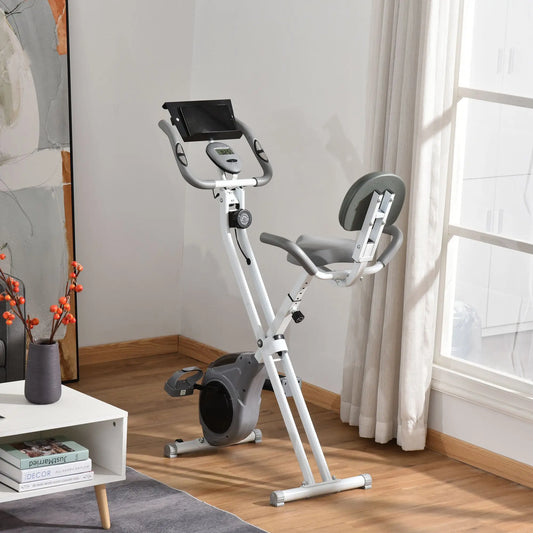 Folding Exercise Bike, 8-Level Magnetic Resistance, LCD Monitor, Grey Exercise & Stationary Bikes Grey, White at Gallery Canada