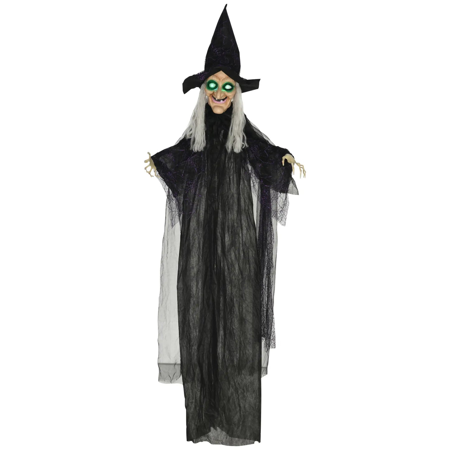 6' Life Size Witch Halloween Decoration, Light Up Eyes, Black Halloween Decorations at Gallery Canada