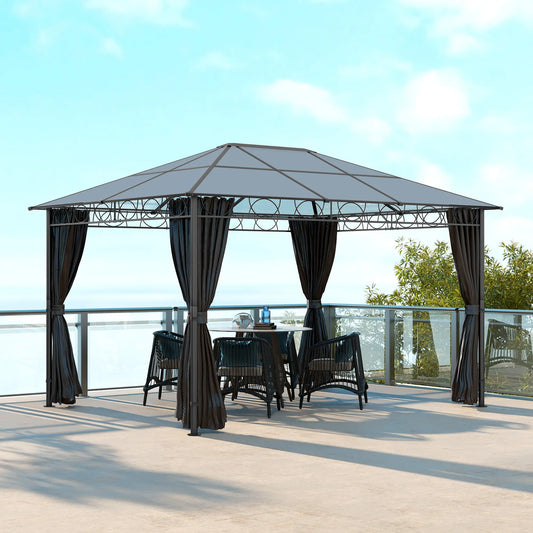 13' x 10' Polycarbonate Hardtop Gazebo, Aluminum Frame, Dark Grey