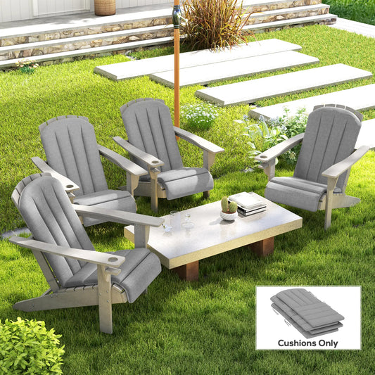 Set Of 4 Patio Chair Cushions, High Back Adirondack, High-Density Foam, Grey Patio Chair Cushions Grey at Gallery Canada