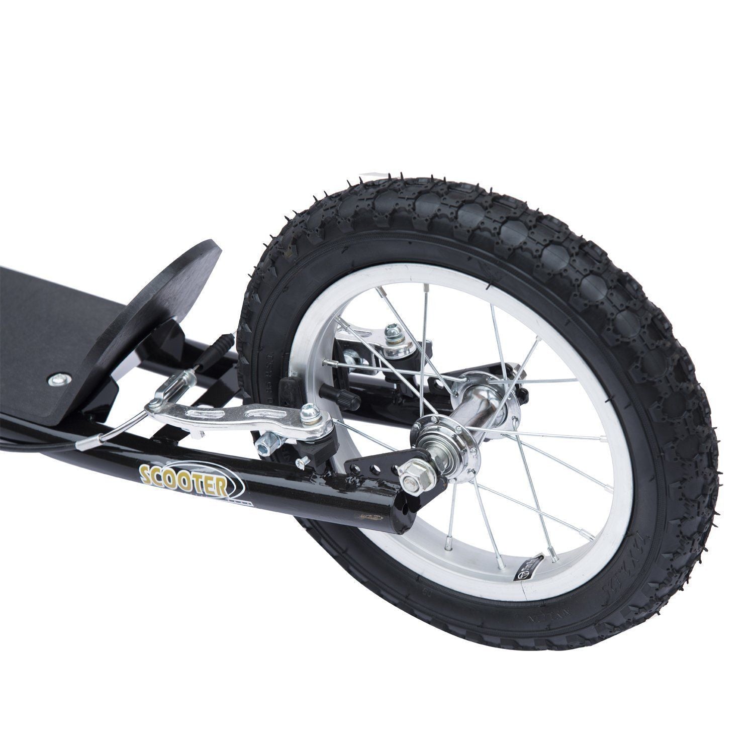 Adjustable Teen Kick Scooter Child Pro Stunt Scooter Ride On Speeder Kids Street Bike 16" Inflatable Tire Black at Gallery Canada