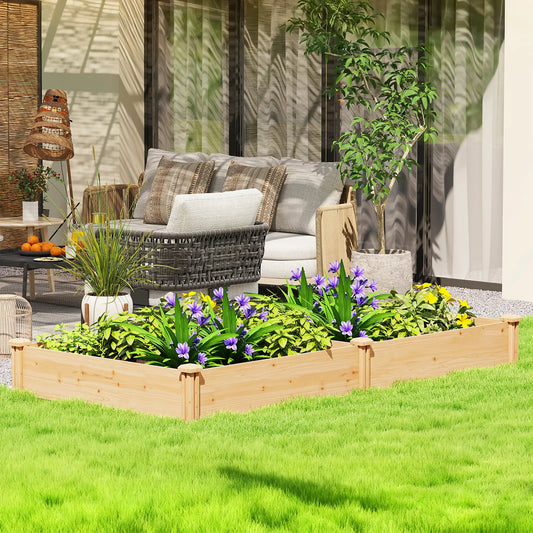 Wooden Raised Garden Bed, Planter Box With Divider, Open Bottom, DIY Painting Raised Garden Beds Natural at Gallery Canada