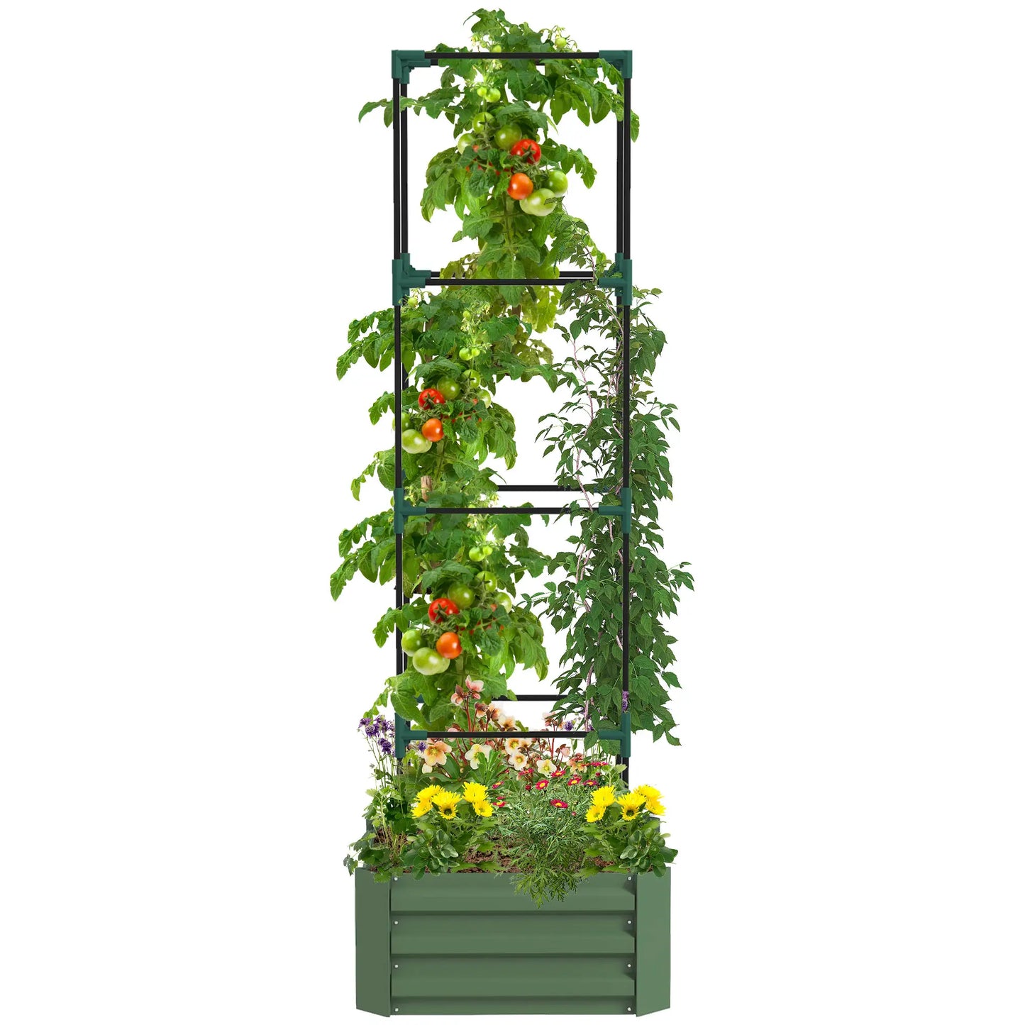 Galvanized Planter Box, Outdoor Raised Garden Bed with Trellis Galvanized Planter Boxes at Gallery Canada