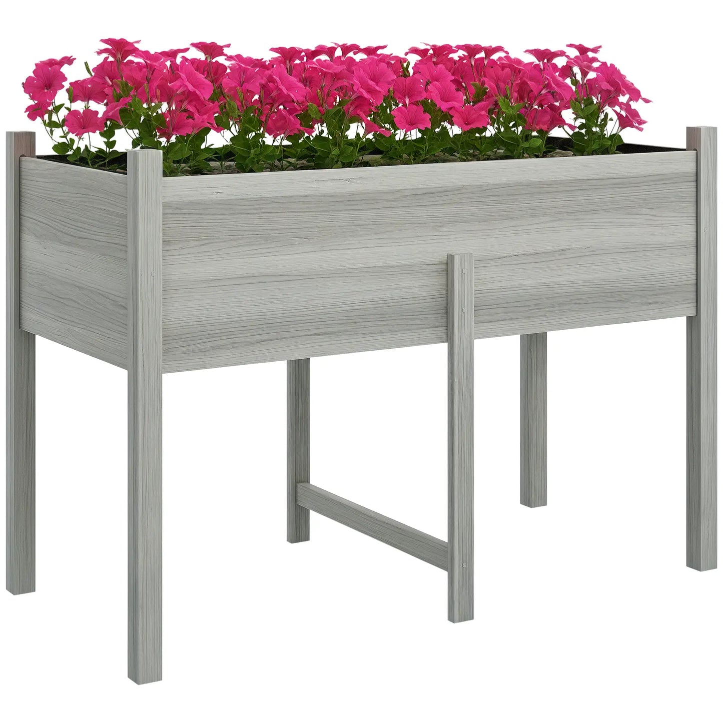 Wooden Raised Planter Box, Drain Holes, 45.3x21.7x31.5inch, Grey Raised Garden Beds at Gallery Canada