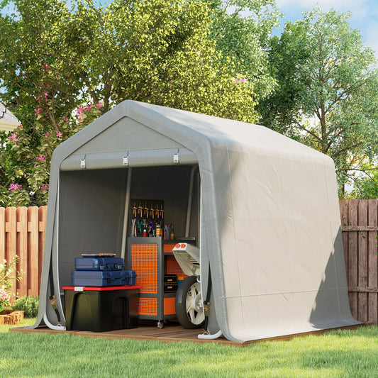 9.2' x 7.9' Garden Storage Tent, Metal Frame, Double Zipper Doors, Light Grey Portable Shed Light Grey at Gallery Canada