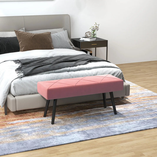 39 Inches Upholstered Bedroom Bench, Modern, Steel Legs, Pink Storage Ottomans & Benches Pink at Gallery Canada