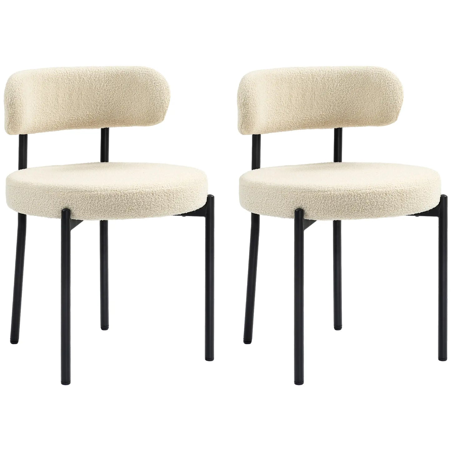 Modern Dining Chairs, Berber Fleece Upholstery, Steel Legs, Beige Dining Chairs at Gallery Canada