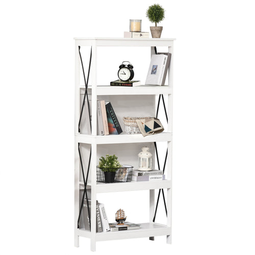 4-Tier Bookcase, Display Shelf, Unit Storage Rack Organizer for Living Room, Office - White