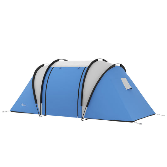 Camping Tent with 2 Bedrooms and Living Area, 3000mm Waterproof Family Tent, for Fishing Hiking Festival, Blue