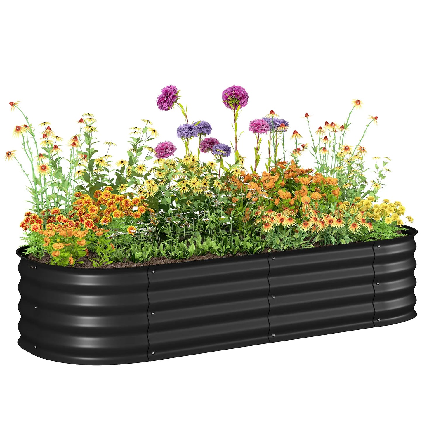 4.9 x 2 x 1ft Galvanized Raised Garden Bed Kit, Metal Planter Box, Black