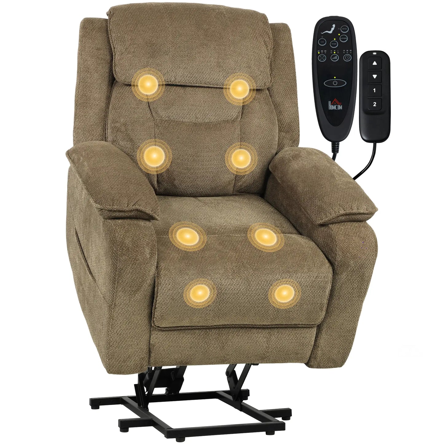 Power Recliner Chair, Massage, Electric Lift, 2 Memory Positions, Brown Electric Power Lift Chairs at Gallery Canada