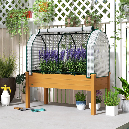 Raised Garden Bed, Wood Planter Box, PE Greenhouse Cover, Outdoor Elevated Elevated Garden Beds Sand at Gallery Canada