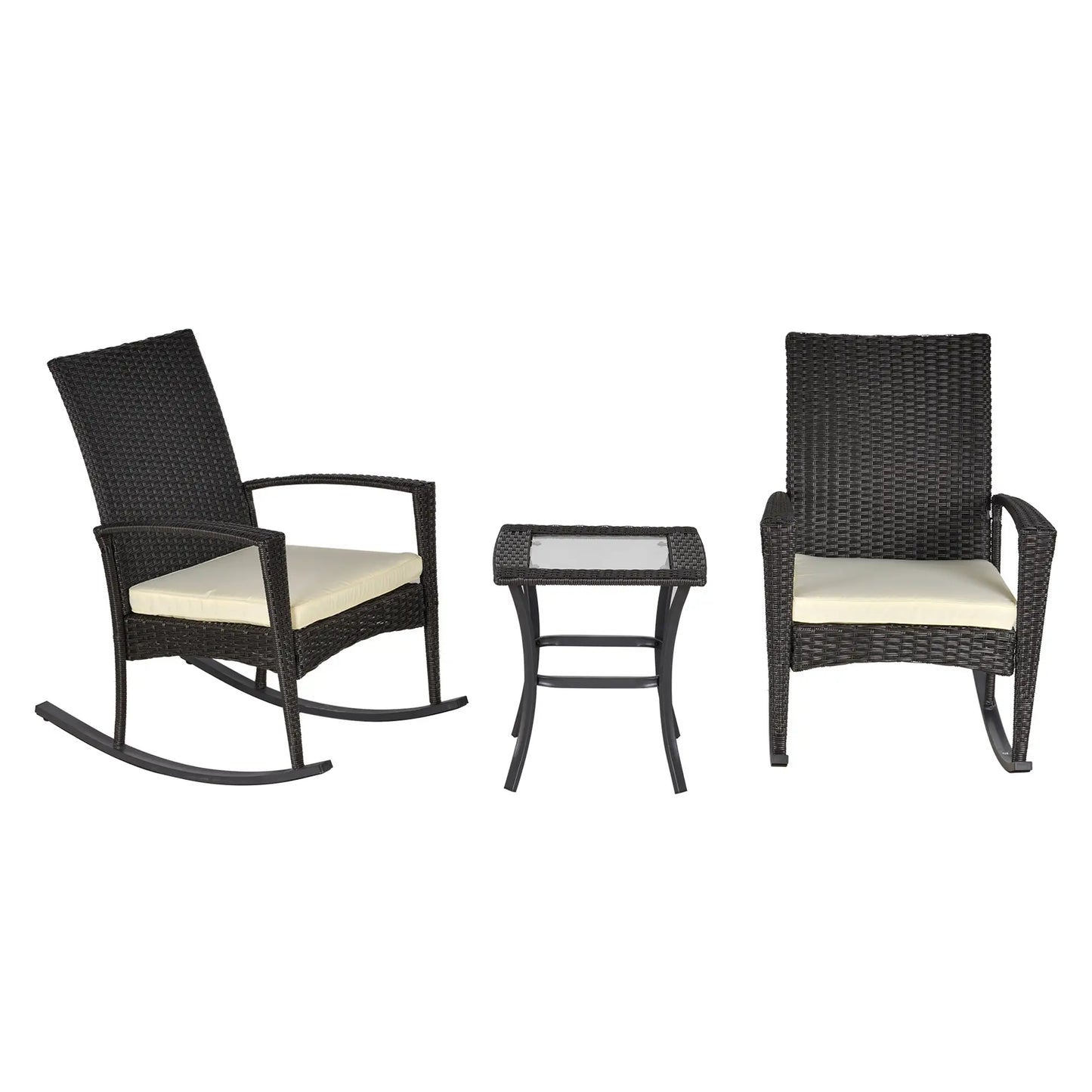 3-Piece PE Rattan Rocking Chair Set, Outdoor Patio Furniture, Dark Grey Outdoor Rocking Chairs at Gallery Canada
