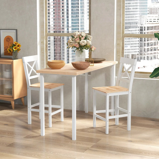 Counter Height Stools Set of 2, Farmhouse Bar Stools with Backs, Solid Wood Bar Stools Natural at Gallery Canada