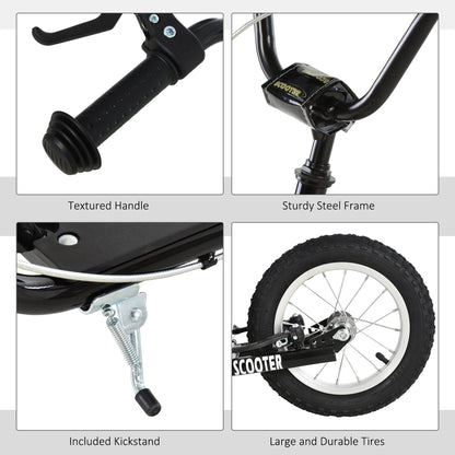 Youth Kick Scooter with Adjustable Handlebar and 16'' Inflatable Rubber Wheel for Kids and Teens 5+ Year Old, Black at Gallery Canada