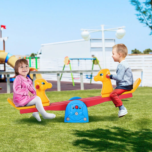 Bascule pour Enfants, 2 Sièges avec Poignées Faciles à Saisir, Intérieur Extérieur, 12-48 Mois, Multicolore