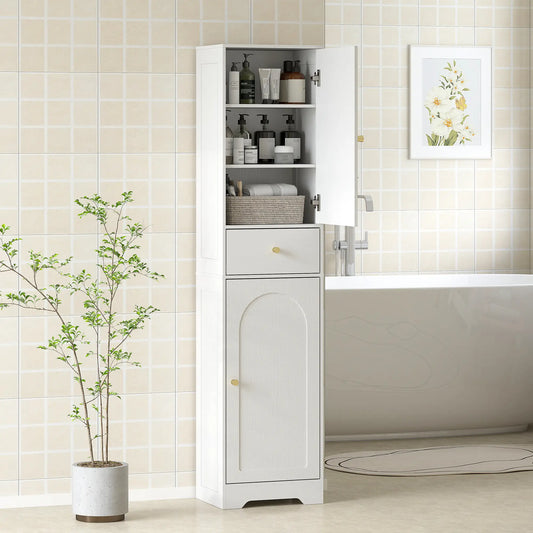 67" Tall Bathroom Cabinet, 2 Doors, Drawer, Adjustable Shelf, Wood Grain, White Bathroom Cabinets White Wood Grain at Gallery Canada