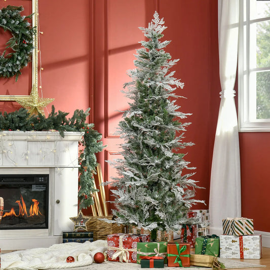 6 Feet Artificial Christmas Tree, 517 Cypress Branches, Auto Open, Green Pencil Christmas Trees Green at Gallery Canada