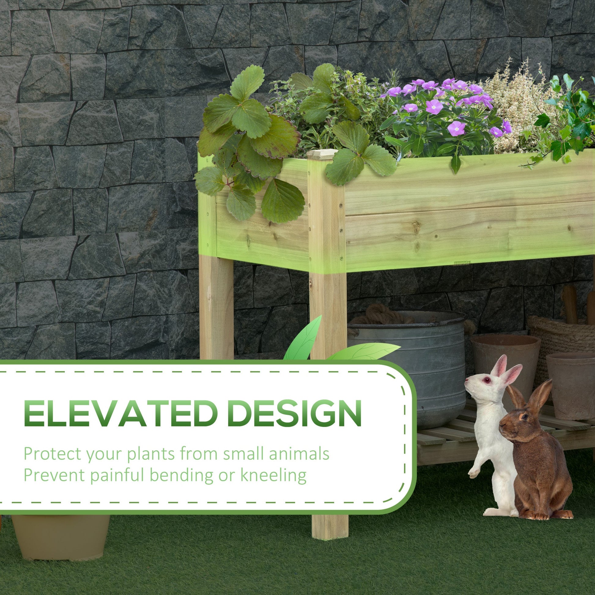 45" x 22" x 33" Elevated Planter Box with Legs and Storage Shelf, Raised Garden Bed, Elevated Wooden Planter Box, Gardening Standing Growing Bed for Backyard, Patio, Balcony at Gallery Canada
