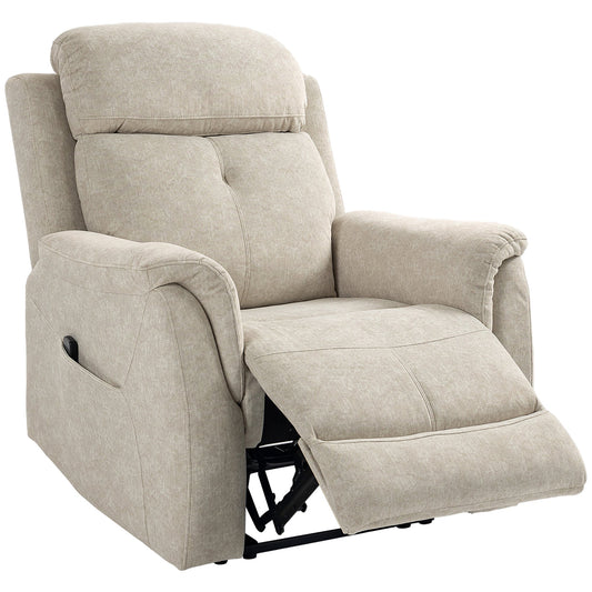 Manual Recliner Chair with Vibration Massage, Reclining Chair for Living Room with Side Pockets, Beige at Gallery Canada