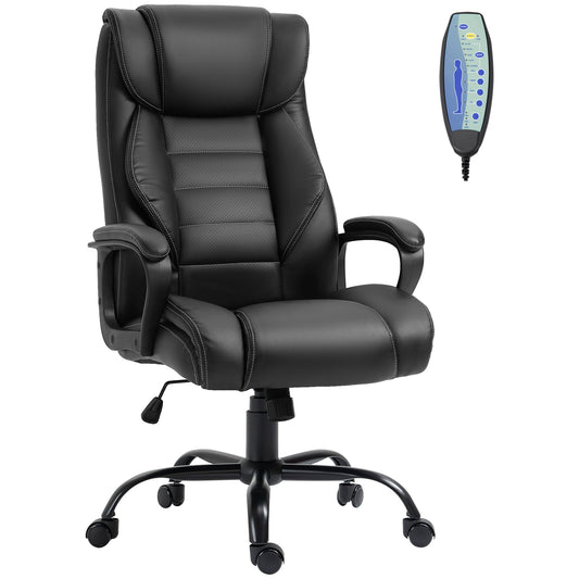 Massage Office Chair, High Back Executive Office Chair with 6-Point Vibration, Adjustable Height, Swivel Seat and Rocking Function, Black - Gallery Canada