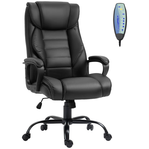 Massage Office Chair, High Back Executive Office Chair with 6-Point Vibration, Adjustable Height, Swivel Seat and Rocking Function, Black