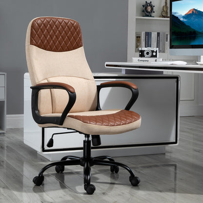 Massage Office Chair, Swivel Chair with 2-Point Vibration Lumbar, USB Power and Adjustable Height, Brown and Beige at Gallery Canada
