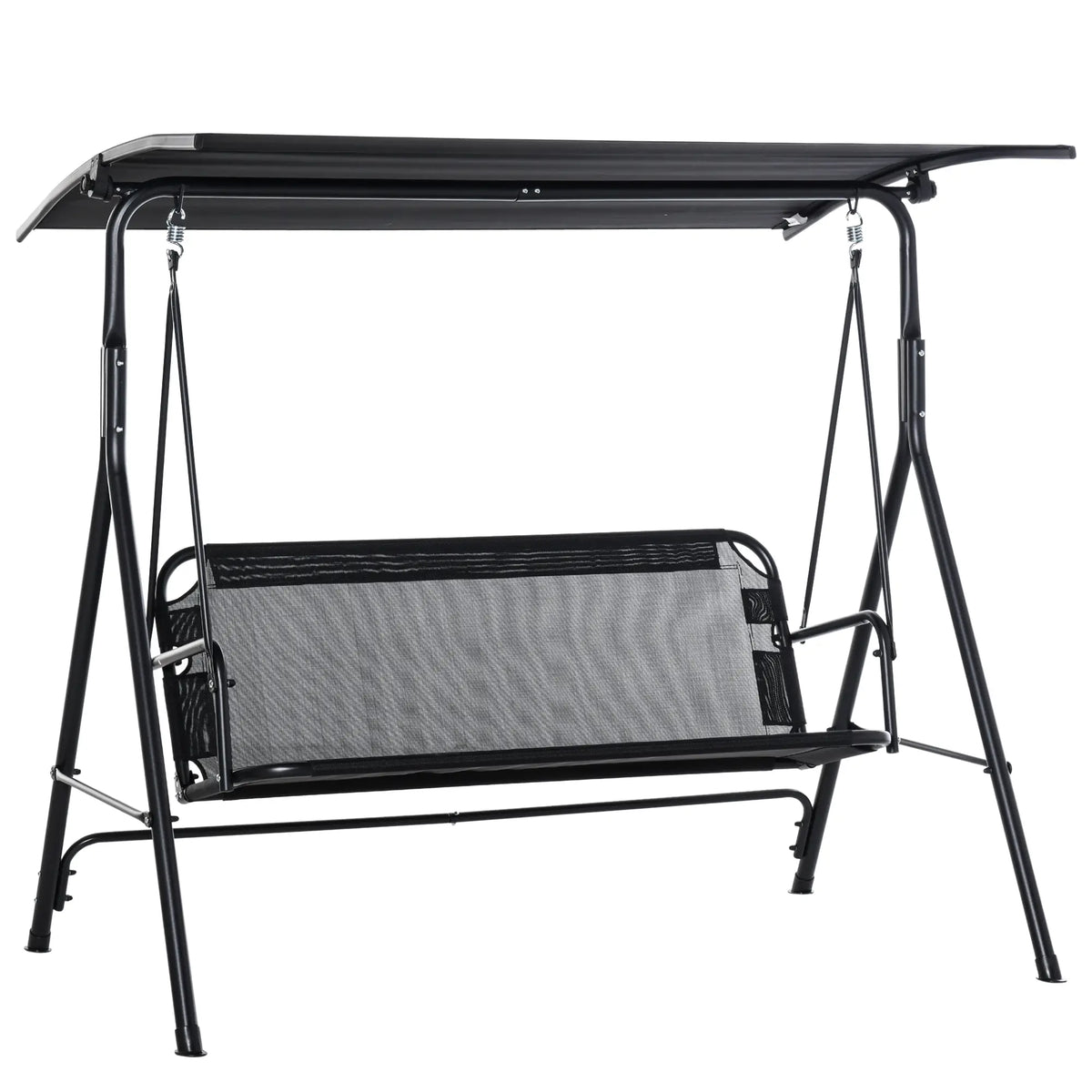 2 Person Porch Swing Chair, Patio Bench With Canopy, Black Patio Swings with Stand at Gallery Canada