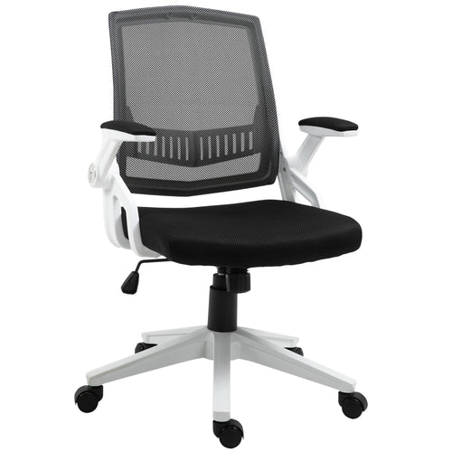 Mesh Office Chair Swivel Task Desk Chair with Lumbar Back Support, Adjustable Height, Flip-Up Arm, Black