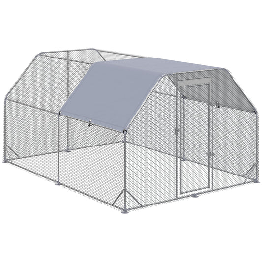 Metal Chicken Coop for 10-12 Chickens, Walk In Chicken Run Outdoor with Cover for Backyard Farm, 12.5' x 9.2' x 6.4' - Gallery Canada