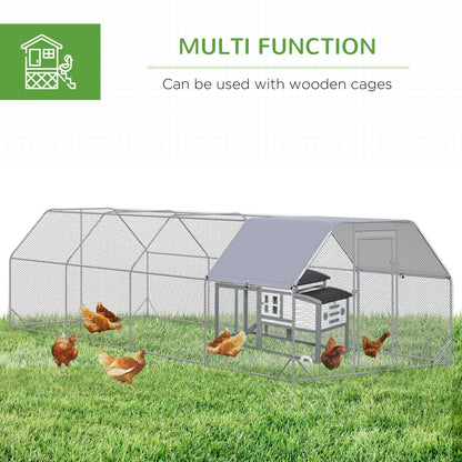 Metal Chicken Coop for 20-25 Chickens, Walk In Chicken Run Outdoor with Cover for Backyard Farm, 24.9' x 9.2' x 6.4' at Gallery Canada