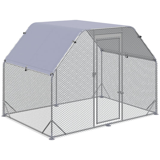 Metal Chicken Coop for 4-6 Chickens, Walk In Chicken Run Outdoor with Cover for Backyard Farm, 9.2' x 6.2' x 6.4' - Gallery Canada