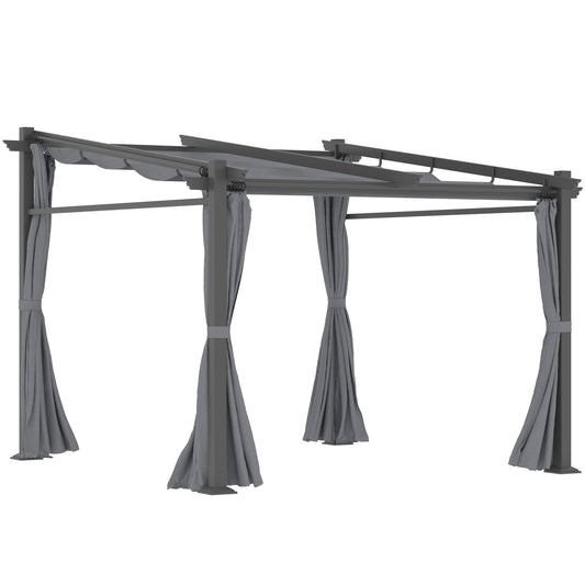 Metal Pergola with Sliding Roof Canopy, Retractable Pergola Canopy, 10' x 10', Dark Grey - Gallery Canada