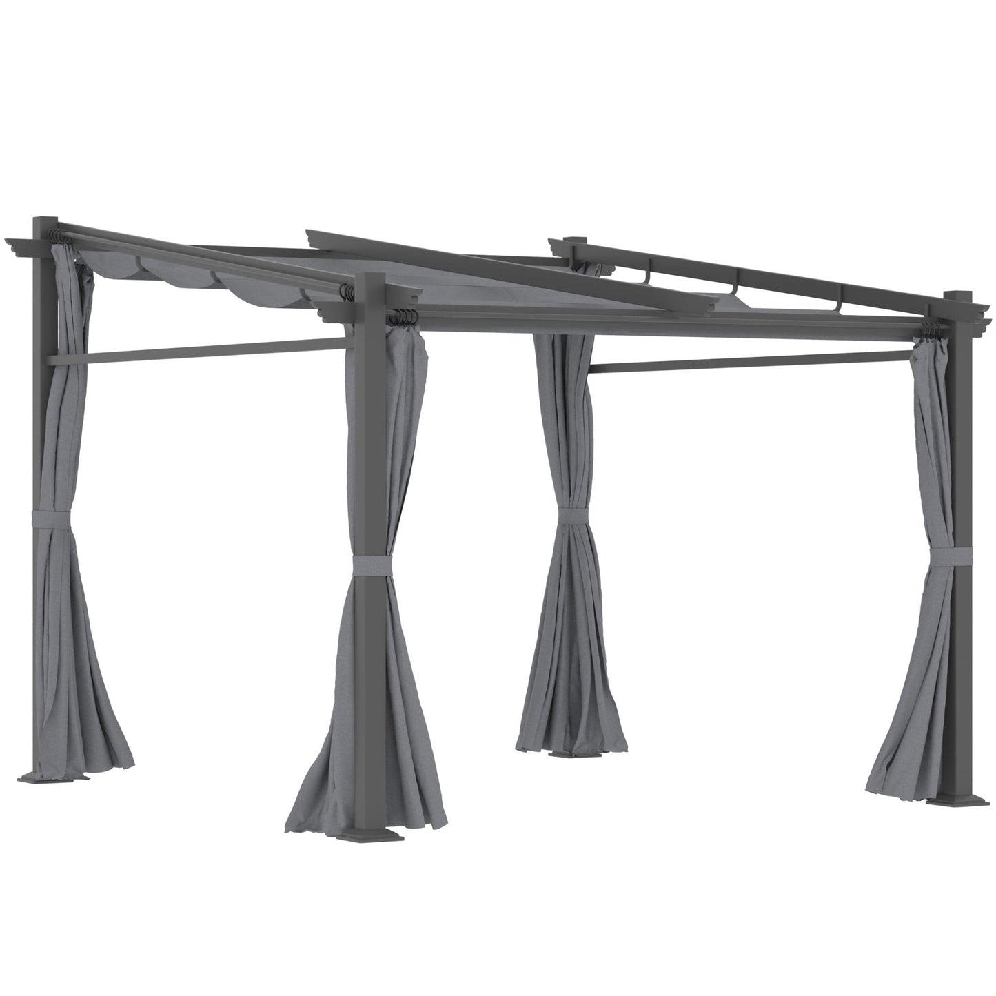 Metal Pergola with Sliding Roof Canopy, Retractable Pergola Canopy, 10' x 10', Dark Grey at Gallery Canada
