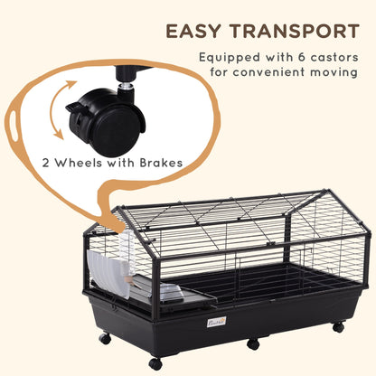 Metal Small Animal Cage, Rabbit Cage for Guinea Pig Chinchilla Hedgehog Bunny with Removable Wheels and Foldable Detachable Run Fence, 34.6" L x 50.6" W x 22" H at Gallery Canada