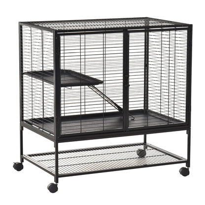 Metal Small Animal Cage Rolling Cat Playpen Critter Nation for Ferret Chinchilla Guinea Pig Play House with Universal Wheels, Black at Gallery Canada