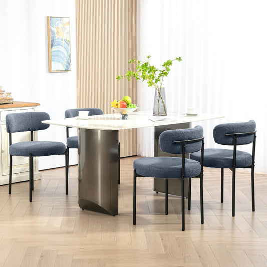 4 Pc Kitchen Chairs, Modern Dining, Berber Fleece Upholstery, Steel Legs, Grey Dining Chairs Grey at Gallery Canada