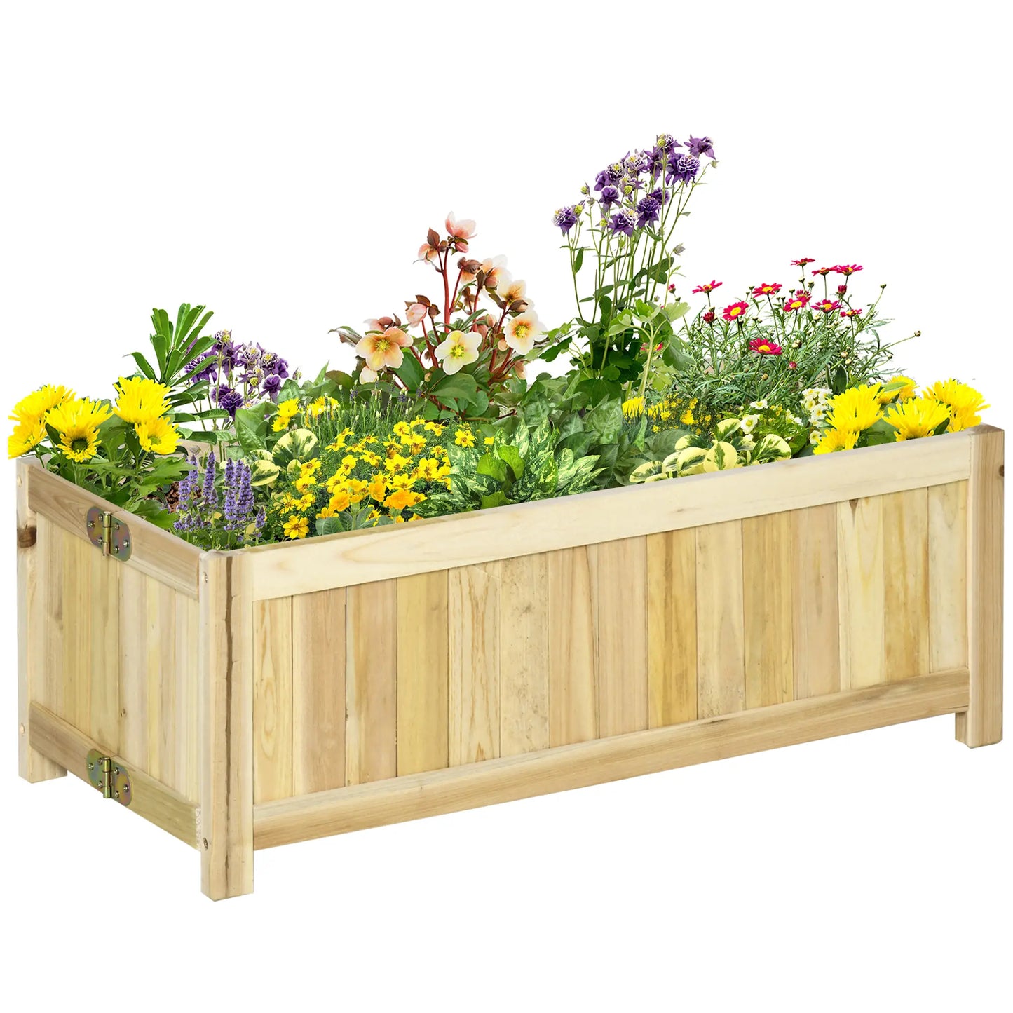 Foldable Elevated Planter Box, Wooden Raised Garden Bed, 48x24x30in, Natural Wooden Planter Boxes at Gallery Canada