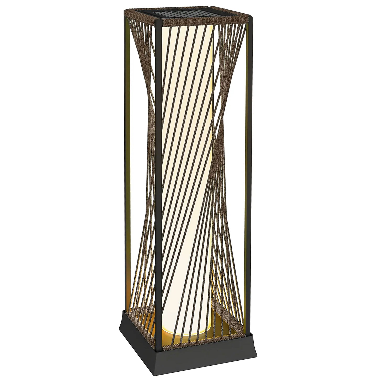 Rattan Solar Floor Lamp, IP44, LED Auto On/Off, Brown Solar Post Lamps at Gallery Canada