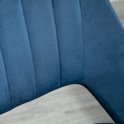 Mid Back Office Chair Velvet Fabric Swivel Scallop Shape Computer Desk Chair, Blue at Gallery Canada
