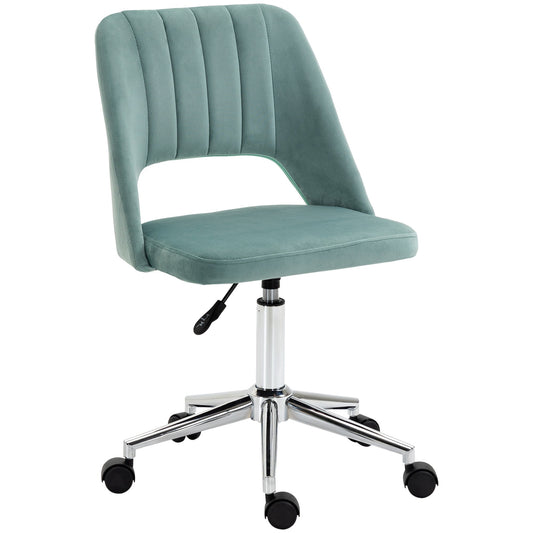Mid Back Office Chair Velvet Fabric Swivel Scallop Shape Computer Desk Chair, Green at Gallery Canada