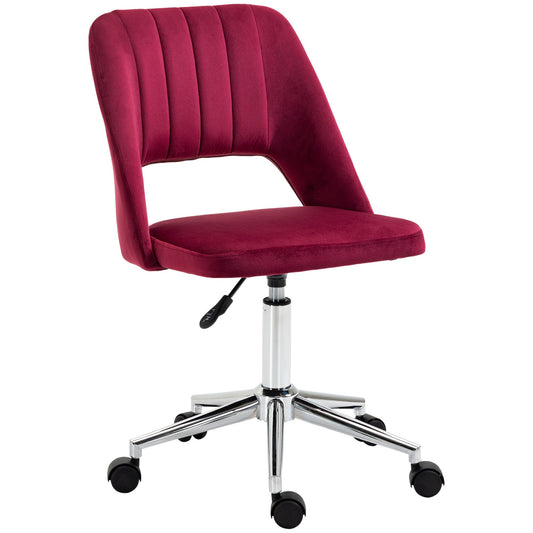 Mid Back Office Chair Velvet Fabric Swivel Scallop Shape Computer Desk Chair, Red at Gallery Canada
