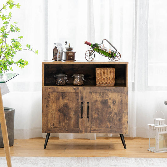 Mid-Century Wooden Storage Cabinet, Wine Glass Holders, Rustic Brown Sideboards Cabinets & Buffets Rustic Brown at Gallery Canada