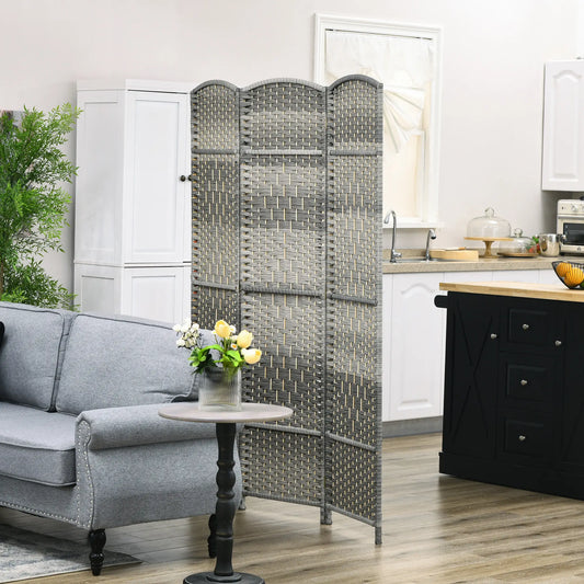 6 Ft Tall Folding Room Divider, 3 Panel Portable Privacy Screen, Mixed Grey Room Dividers Mixed Grey at Gallery Canada